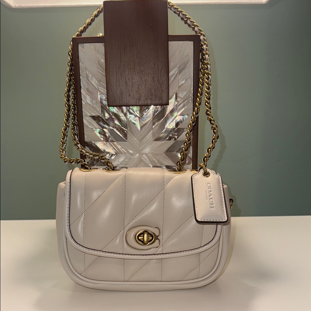 Coach White Quilted Leather Shoulder Bag
